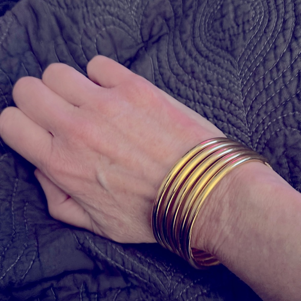 Set of 5 - 🌟 Luxury 18k Gold-Filled Round Bangle Bracelet 🌟 Small Wrist